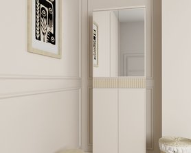 Шкаф Твиг с объемными полосками для ванной с зеркалом-1