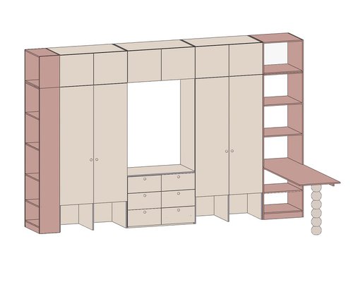 Узкий пенал с открытыми полками Форма