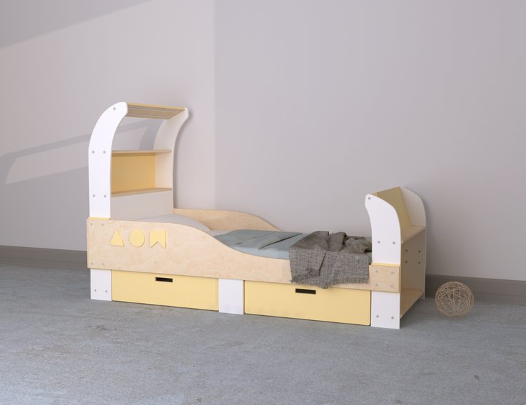 Кровать со светильником LUNA с ящиками