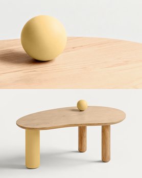 Журнальный столик Фасоль с шаром-3