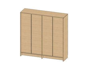 Шкаф для одежды Кабинет четырехстворчатый из шпона дуба-1