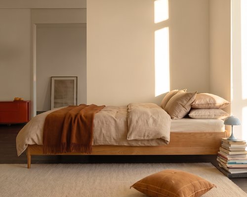 Кровать двуспальная из массива бука без изголовья Эмпи