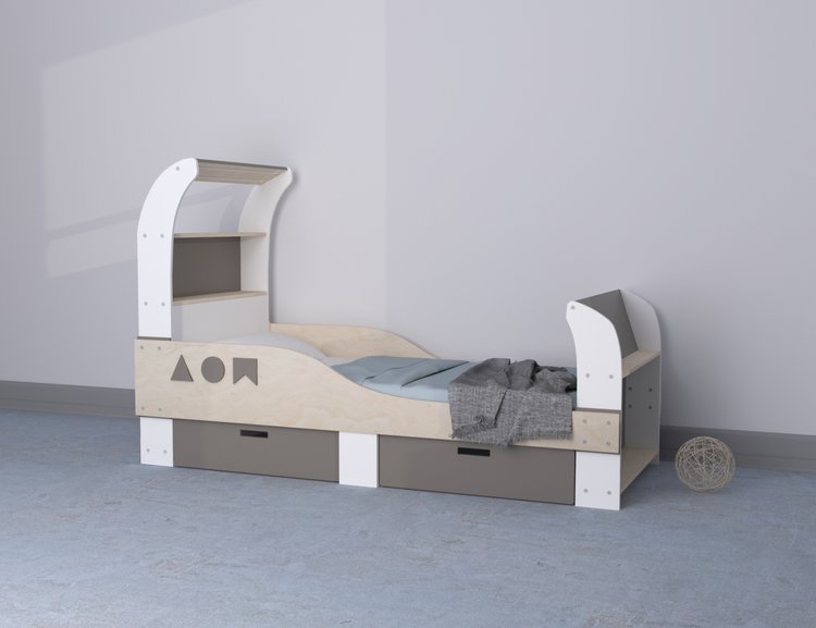 Кровать со светильником LUNA с ящиками
