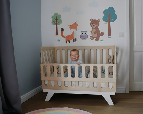 Детская кроватка для новорождённых Милки с откидным бортиком в  наличии