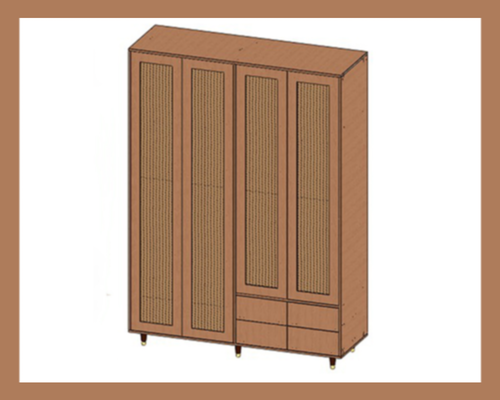 Шкаф из шпона дуба с ротангом Арт.8942