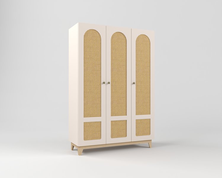 Шкаф с ротанговым полотном 3 дверцы Луми