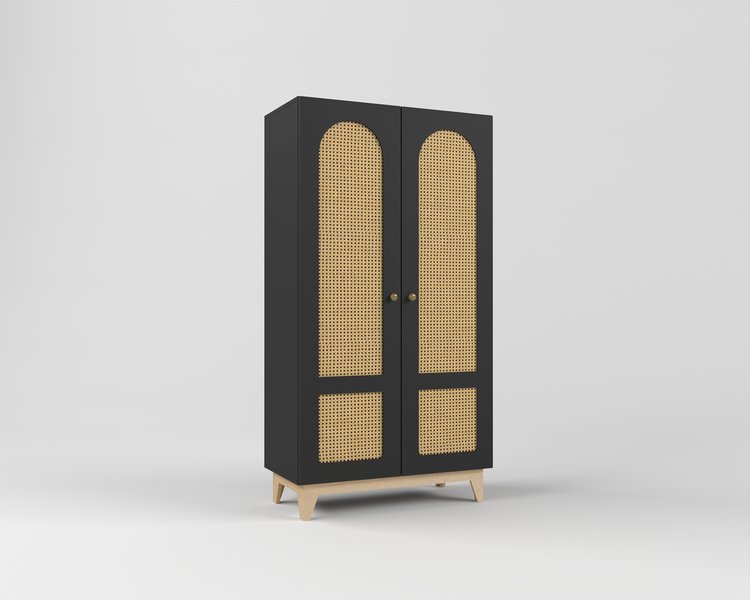 Шкаф детский для одежды с ротанговым полотном Луми