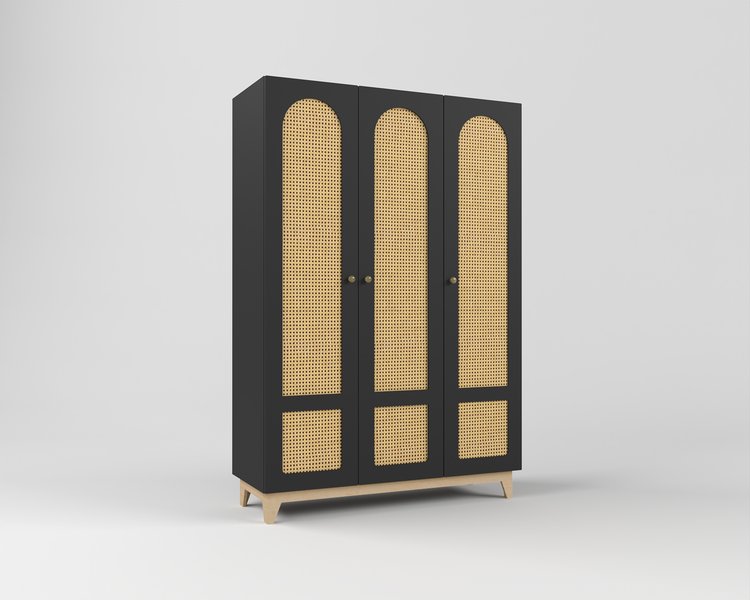 Шкаф с ротанговым полотном 3 дверцы Луми