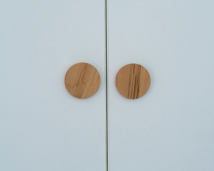 Ручка мебельная деревянная Кнопка - комплект 2шт