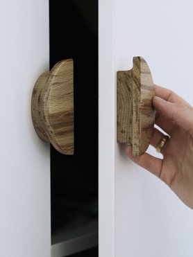 Ручка мебельная деревянная Полукруг лимитированные  - комплект-2
