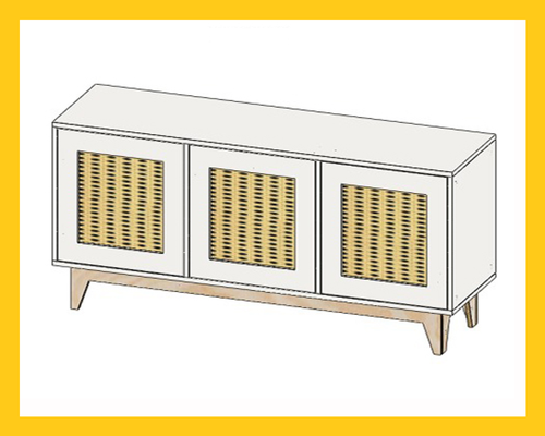 Тумба на 3 секции с ротангом Луми Арт. 8996
