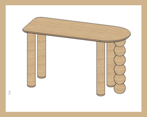 Стол из шпона дуба  с ножками MON и Шары Арт. 9127