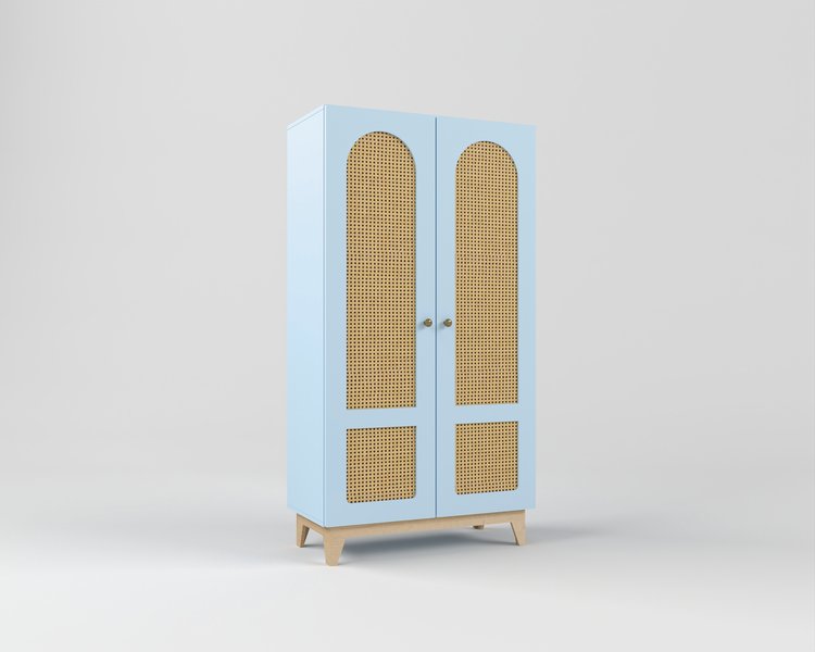 Шкаф детский для одежды с ротанговым полотном Луми