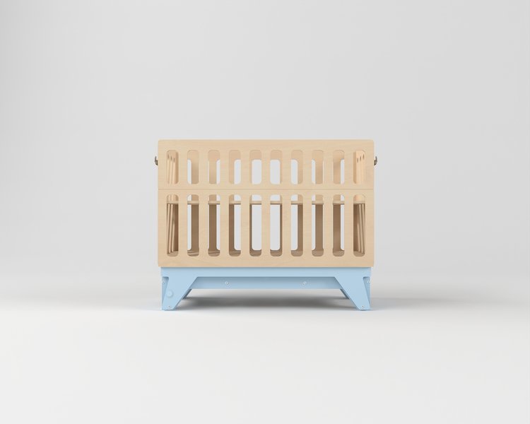 Детская кроватка для новорождённых Милки с маятниковым механизмом с откидным бортиком