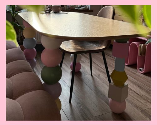 Стол из шпона с ножками Шары и Конструктор Арт. 7489