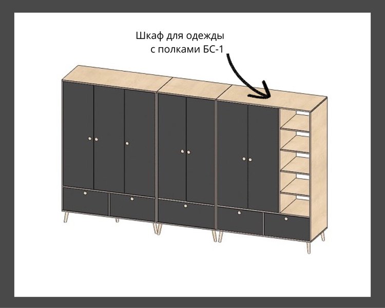 Шкаф для одежды с полками БС-1 Арт. 7596