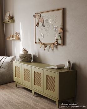 Тумба на 4 секции с ротангом Луми-7