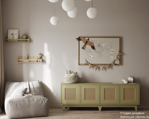 Тумба на 4 секции с ротангом Луми