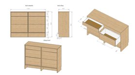 Комод Cabinet 6 ящиков из шпона дуба-3