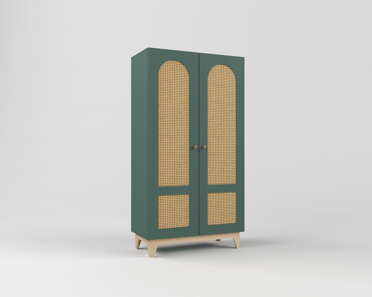 Шкаф детский для одежды с ротанговым полотном Луми