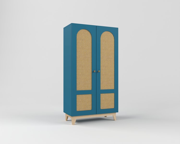 Шкаф детский для одежды с ротанговым полотном Луми