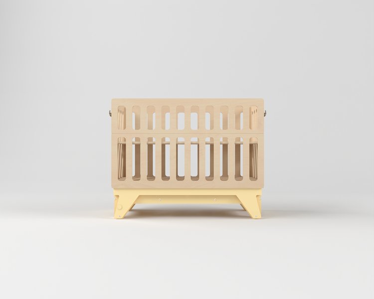 Детская кроватка для новорождённых Милки с маятниковым механизмом с откидным бортиком