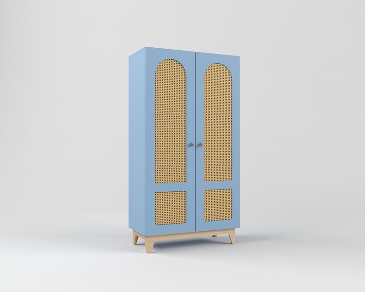 Шкаф детский для одежды с ротанговым полотном Луми