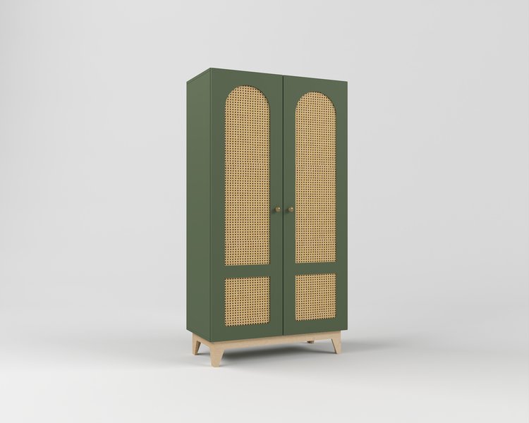 Шкаф детский для одежды с ротанговым полотном Луми