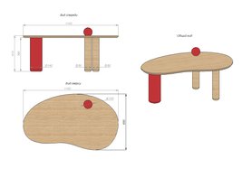 Журнальный столик Фасоль с шаром-2