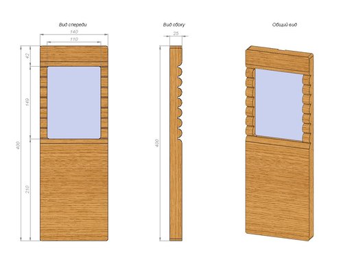 Зеркало Волна из массива дуба