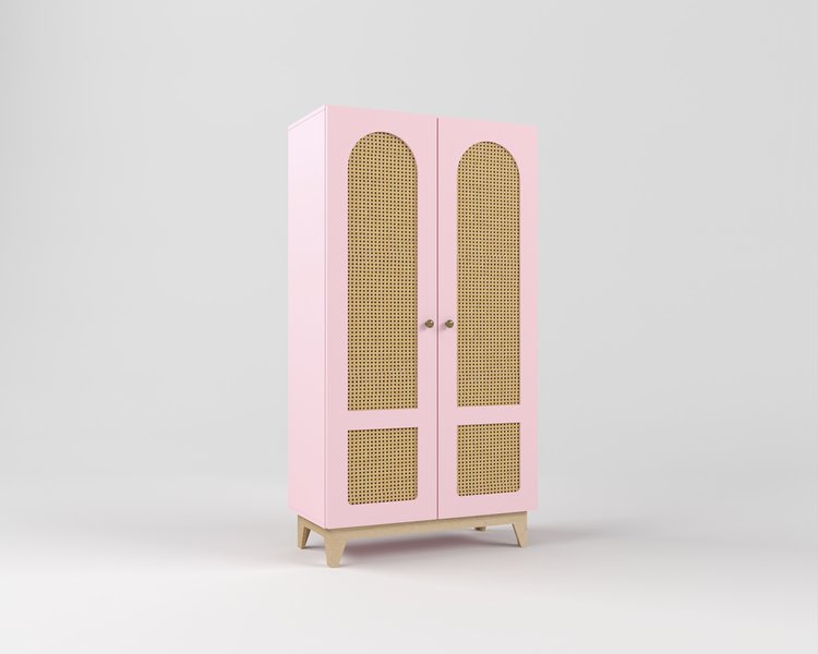 Шкаф детский для одежды с ротанговым полотном Луми