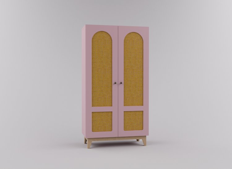 Шкаф детский для одежды с ротанговым полотном Луми