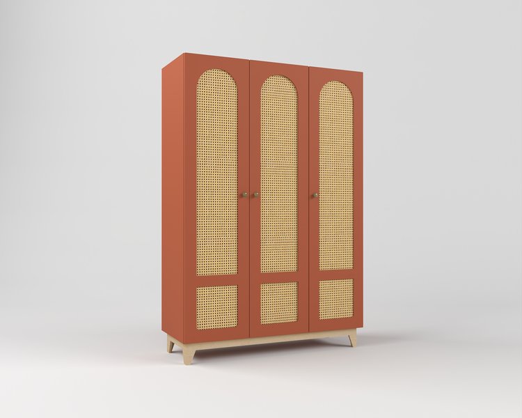 Шкаф с ротанговым полотном 3 дверцы Луми