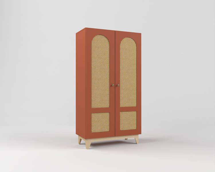 Шкаф детский для одежды с ротанговым полотном Луми