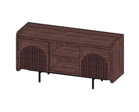 Тумба под ТВ Ретро из шпона 3 секции с открытой нишей-1