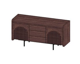 Тумба под ТВ Ретро из шпона 3 секции (ящики в центре)-1