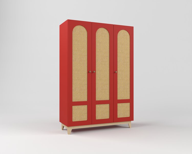 Шкаф с ротанговым полотном 3 дверцы Луми