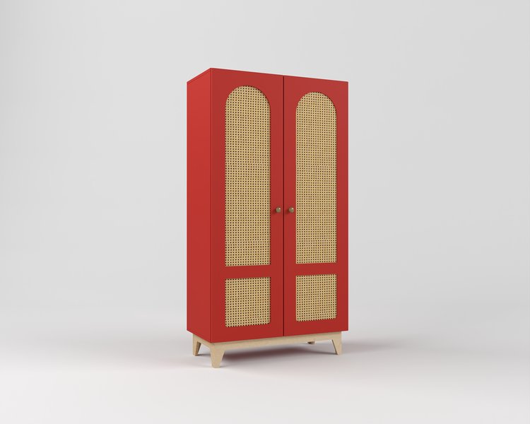 Шкаф детский для одежды с ротанговым полотном Луми