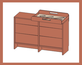 Комод с ящиками Cabinet +Пеленальная доска Милки для комода горизонтальная  Арт. 9632-1