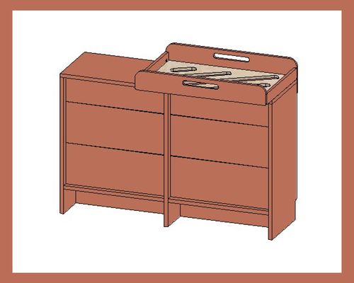 Комод с ящиками Cabinet +Пеленальная доска Милки для комода горизонтальная  Арт. 9632