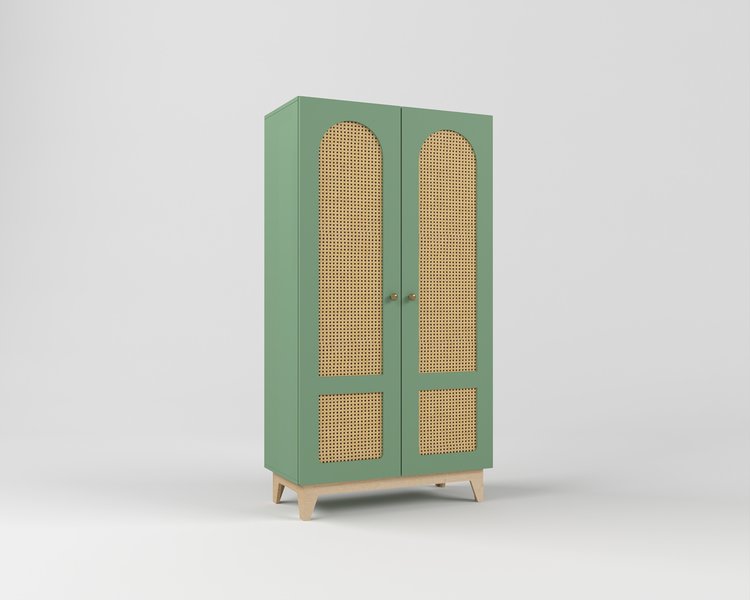 Шкаф детский для одежды с ротанговым полотном Луми