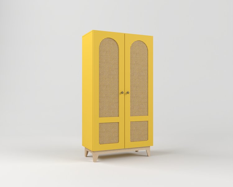 Шкаф детский для одежды с ротанговым полотном Луми